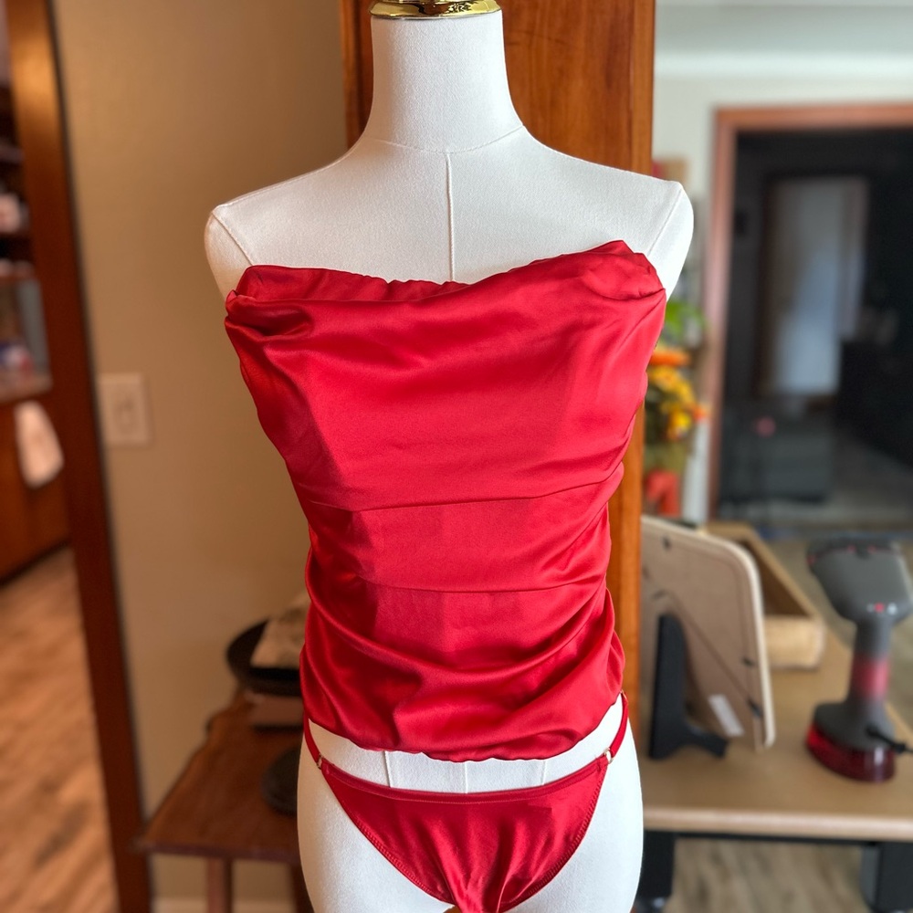 Victoria's Secret Red Satin Corset set
